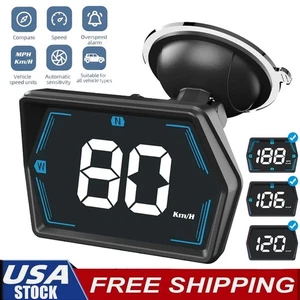 Digital GPS Speedometer Car HUD Head Up Display MPH KMH Compass Overspeed Alarm - Bild 1 von 12