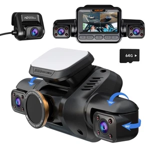 Dash Cam 4 Canales Interior Delantero y Trasero, Cámara Coche 360° 4K UHD, Cámara Dash... - Imagen 1 de 9