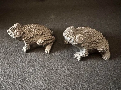 Antigua estatua japonesa de bronce de rana par estatuilla figura de metal objeto 4,3 pulgadas Foto 1 de 4