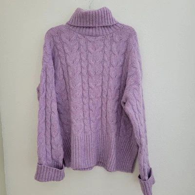 Suéter Witty Fox Mezcla Poliéster/Lana Cuello Alto Tejido con Cable Lila Talla L Foto 1 de 4