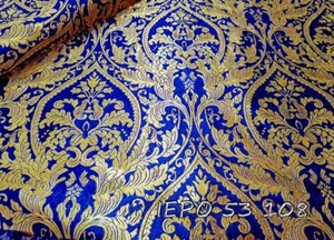 Ecclesiastical Liturgical Vestments Metallic Brocade Fabric with Relief Design - Picture 1 of 22
