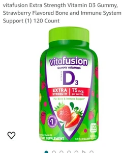Vitafusion D3 Extra Strength 75 mcg per serv, 120 Gummies Strawberry EXP 07/2024 - Picture 1 of 5