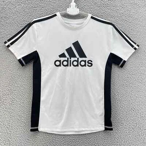 Adidas Athletic Top Youth Boy Small S White Black Perforated Panels Lightweight - Picture 1 of 10