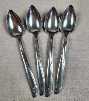 4 colheres de toranja vintage Oneida MCM aço inoxidável TWIN STAR Betty Crocker 6” - Imagem 1 de 4