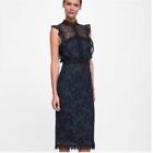 Zara Lace Midi Teal/Black Dress Size S