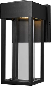 44246 Bowie LED Integrated Outdoor Indoor Wall Sconce, Matte Black, Clear Glass - Picture 1 of 7