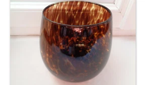 ALTE GLASKUGELVASE FLAMME BRAUN ART DECO - Bild 1 von 2
