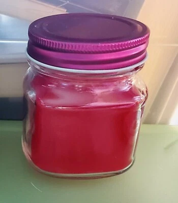 Jar Candle with Lid  - Red or Green - Homemade Recycled Wax - Reusable Jar  - Image 1 of 4