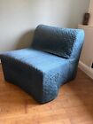 Ikea Lycksele Single Sofa Bed / Chair With Blue Padded Cover & Superior Mattress