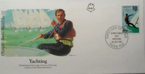 YACHTING BARCELONA SPAIN 1992 OLYMPIC GAMES FLEETWOOD CACHET FDC FIJI UNADDR - Picture 1 of 1