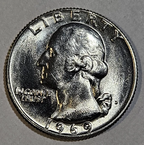 U.S.A. 1969-D BRILLIANT UNCIRCULATED Washington Clad Quarter, KM164, FAST SHIP Cover
