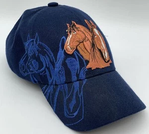 Cappello/Cappello ricamato due ombre di cavallo cowboy/cowgirl sport rodeo grigio regolabile - Foto 1 di 8