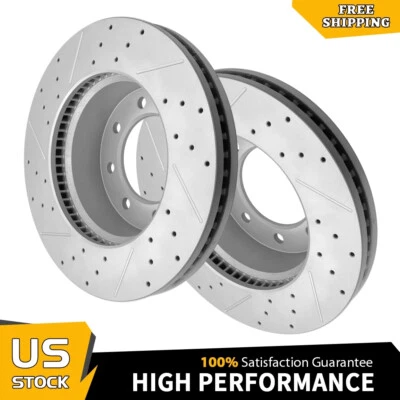 Front Drilled Disc Brake Rotors For 2011 2012 2013-2022 Ram 2500 3500 1500 Dodge - Image 1 of 4