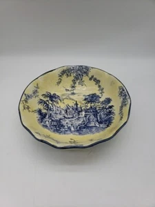 TOILE BOWL in Yellow and Blue 8⅛" Diameter - Picture 1 of 7