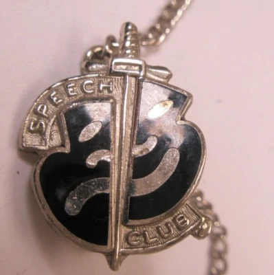 1965 Speech Club Treasurer STERLING SILVER Vintage Tie Tack Lapel Pin s67 - Image 1 of 4