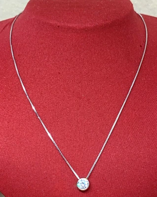 COLLANA PUNTO LUCE CON GRANDE ZIRCONE,  IN ARGENTO 925 CON SCATOLA OREFICERIA - Immagine 1 di 4