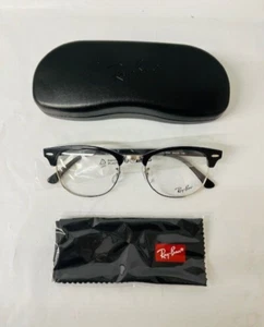 Ray-Ban RX5154 Clubmaster Optics in Polished Black on Silver 53-21-150- NEW - Picture 1 of 6