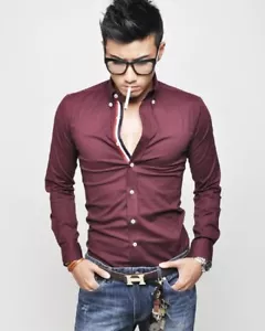 Mens Dress Shirts Fashion Luxury Casual Style Slim Fit Long Sleeves Shirts Tops - Bild 1 von 8