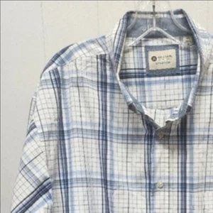 Haggar Clothing Shirt XXL Stretch Button Front Long Sleeve Blue White B512 - Picture 1 of 6