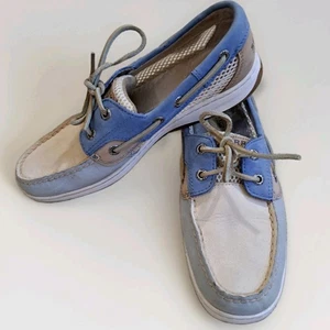 Sperry Top‑Sider Women 8 Bluefish 2‑Eye Boat Shoe Blue/White Leather Non‑Marking - Picture 1 of 11