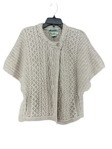 Cárdigan Suéter Aran Crafts Irlanda 100% Lana Merino Mediano Beige Pescador - Imagen 1 de 10