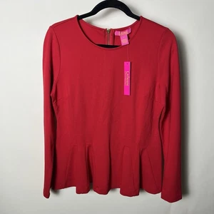 Camicia Catherine Malandrino top blusa rossa taglia Med nuova con etichetta manica lunga quincelong - Foto 1 di 5