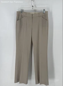 Theory Beige Wool Blend Flat Front Regular Fit Pockets Dress Womens Pants 10 - Picture 1 of 5