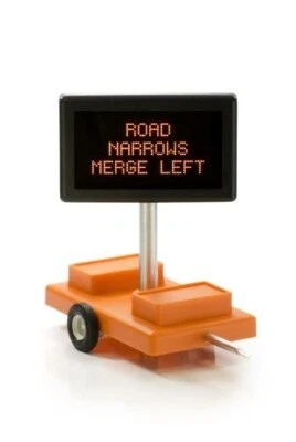 Miniatronics HO Mobile Hwy Construction Sign w/3v DC Transformer Merge Left, NIB - Image 1 of 2