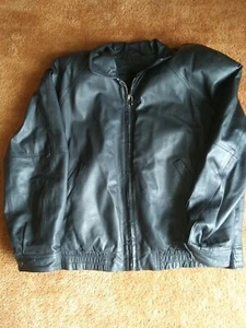 Men's Protocol Black Leather Motorcycle Jacket With Zip Out Liner 2 XL USA - Picture 1 of 10