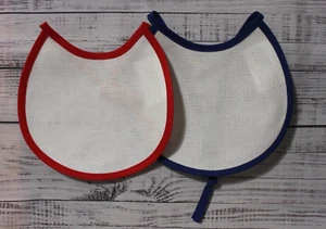 TWO BIBS 14 ct for cross stitch White Aida Blue Trim and Red Trim ZWEIGART nwot - Picture 1 of 1