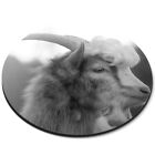 Round Mouse Mat (bw) - Curly Hair Goat Wild Animal  #35310