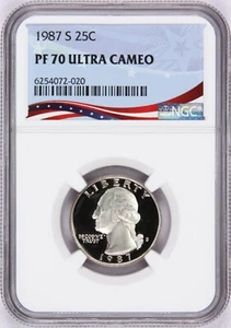1987-S Washington Proof Quarter, Graded PF70UC by NGC * Low Population - Picture 1 of 4