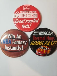 VINTAGE MCDONALDS PINBACK BUTTON LOT - 3 PINBACKS - Picture 1 of 1