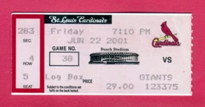 CARDINALS MARK MCGWIRE HR #561 TICKET STUB-6/22/01 - Picture 1 of 1