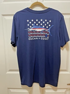 Ocean Coast T- Shirt Mens Size XL Short Sleeve Cotton Fish Swordfish Navy NWT - Picture 1 of 4