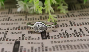 Classic Pear Cut Solitaire Bezel Set Moissanite Ring East West Wedding Ring - Picture 1 of 9