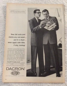 Du Pont Dacron Polyester Fiber Men's Clothing Suits Pants Vintage Print Ad 1959 - Imagen 1 de 5
