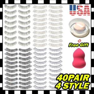 40 Pair Eyelashes 3D Mink Lashes Natural Cross False Eyelash Extensions Bushy UU - Picture 1 of 18