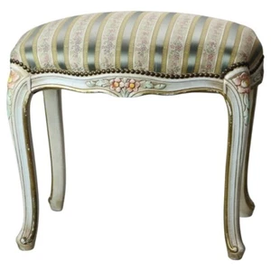 Vintage French Louis XIV Style Polychromed & Upholstered Bench C1940 - Picture 1 of 12