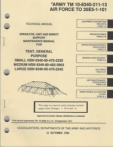 Historical book for Tent, General Purpose, Small, Medium, Large, Maintenance - Picture 1 of 1