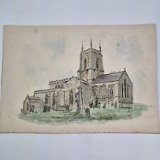 Antique 19th Century Watercolour Study Of A Church Signed "H L H 1890"