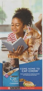 2022 Purina Complete Cat Chow - Little Girl Reads To Kitten - Print Ad Photo - Picture 1 of 2