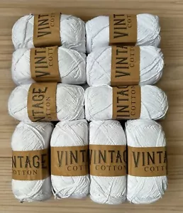 VINTAGE COTTON DK KNITTING / CROCHET YARN 10x 100g WHITE - Picture 1 of 5