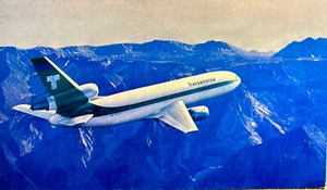 Transamerica Air McDonnell Douglas DC-10 Airplane Vintage Never Used Postcard VG - Picture 1 of 4