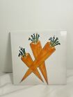 La Ceramic Vbc Hand Painted Wall Art Tile / Trivet Made In Italy Carrots Vintage