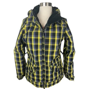 686 Plaid Hooded Snowboard Ski Winter Jacket Yellow and Black Womens Size Small - Picture 1 of 16