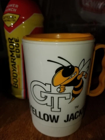 Rare Vintage Georgia Tech Yellow Jackets plastic Collectible Coffee Mug cup Cover