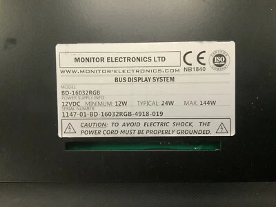 Monitor Electronics External Data Bus Display Screen BD-16032RGB 24W 12 VDC - Image 1 of 3
