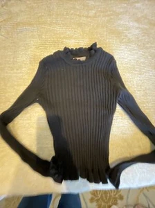 BCBGeneration black long sleeve fitted Ruffle top / Blouse size medium - Picture 1 of 4