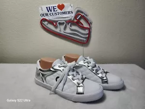 GBG Los Angeles Scarpe Uomo Sneakers Pelle Bianco Argento Taglia 11 M - Foto 1 di 9